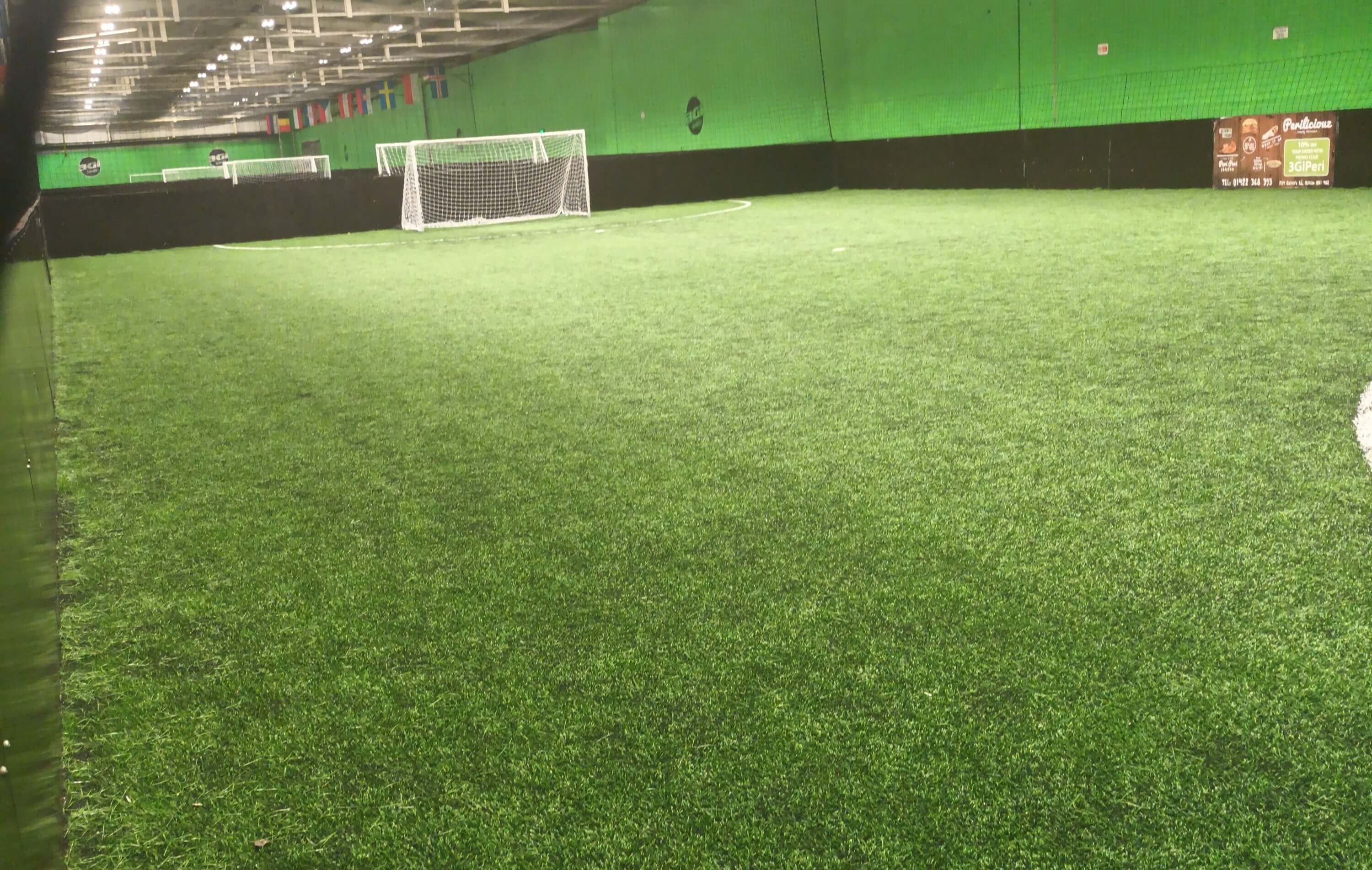 An indoor five-a-side football pitch.